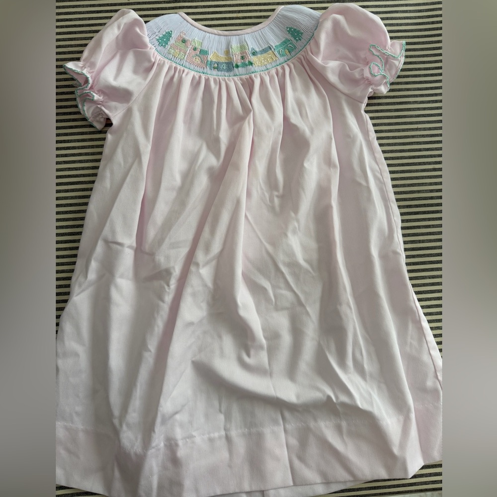 Luli & Me Light Pink girls Christmas dress with Embroidery